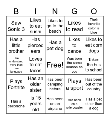 Find someone who.... Bingo Card