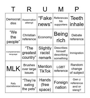 Trump Bingo Card