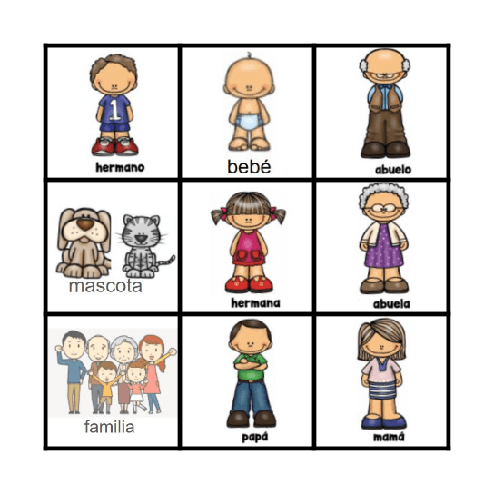 La Familia- The Family Bingo Card