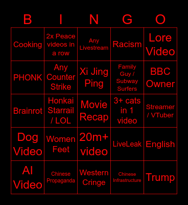 Douyin Bingo Card