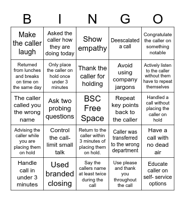 BSC Bingo Card