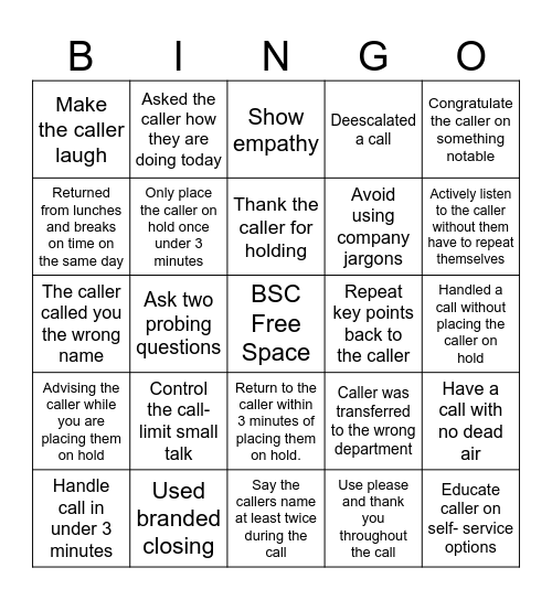 BSC Bingo Card