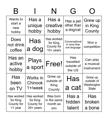 Health Sciences Get to Know You BINGO! Bingo Card