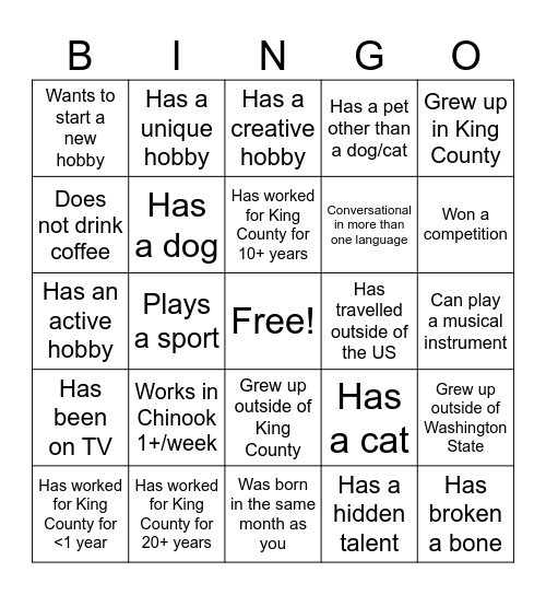 Health Sciences Get to Know You BINGO! Bingo Card