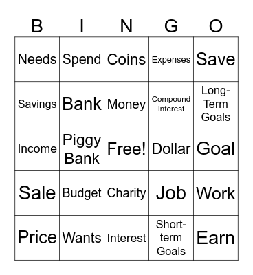 Money Bingo Card