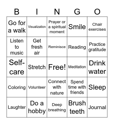 Wellness Bingo Card