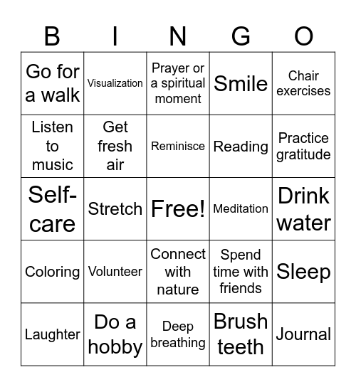 Wellness Bingo Card