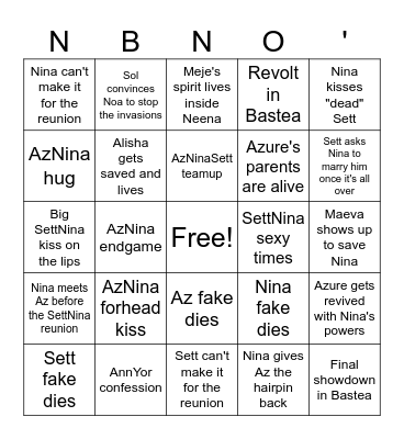 Nina prediction bingo 2025 Bingo Card