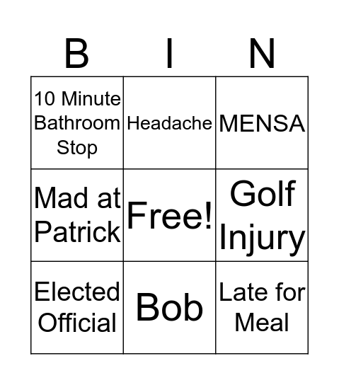 Gailingo Bingo Card