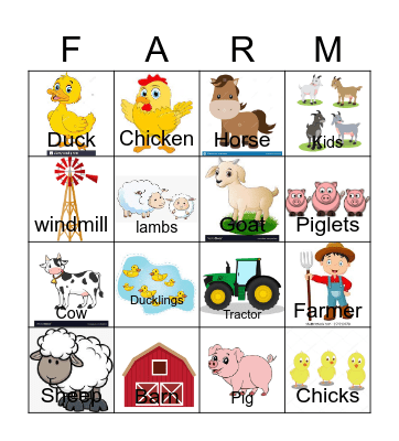 The Farm Bingo Card