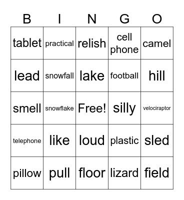 L bingo Card