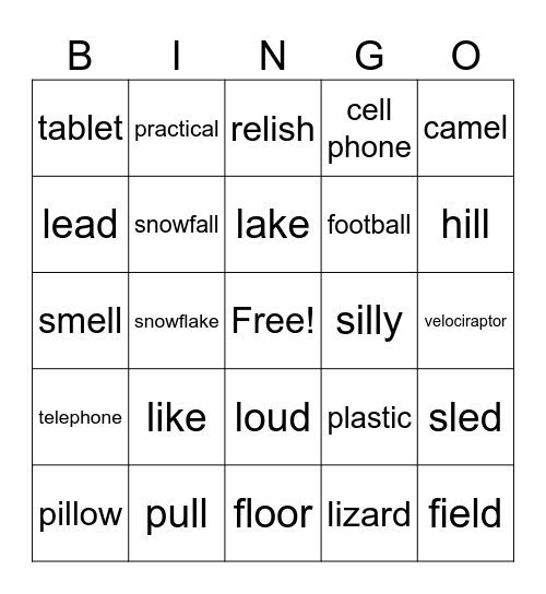 L bingo Card