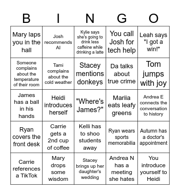 Staff BINGO Card