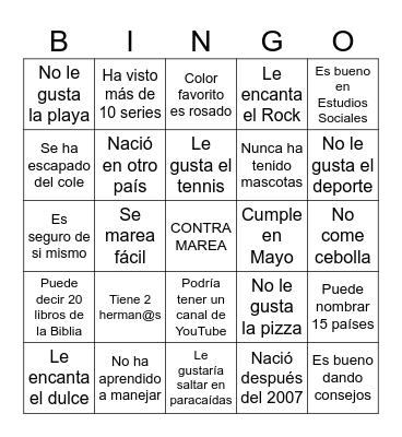 Cartón Contra Marea Bingo Card