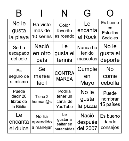 Cartón Contra Marea Bingo Card