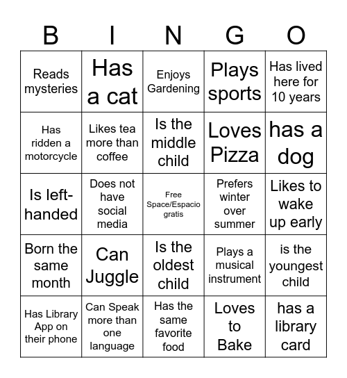 Find the Guest Bingo Card
