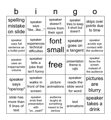 m2 bday presentations bingo 2025 Bingo Card