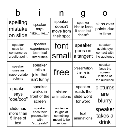 m2 bday presentations bingo 2025 Bingo Card