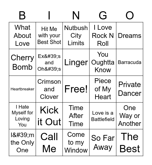 Women Who Rock Bingo Card