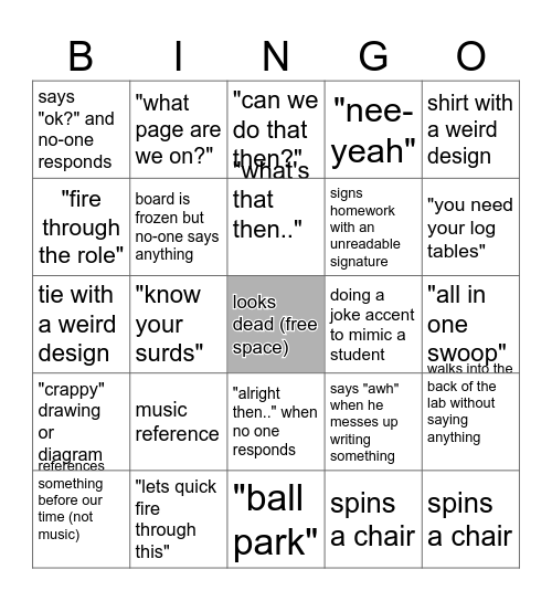 unnamed Bingo Card