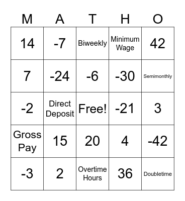 Funday Friday! Bingo Card