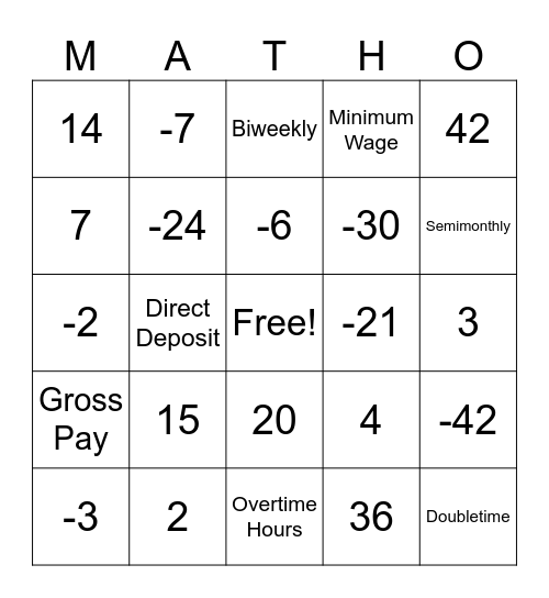 Funday Friday! Bingo Card