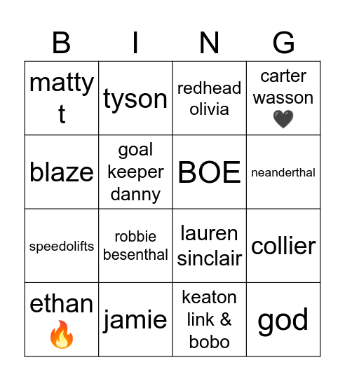 got ‘em Bingo Card