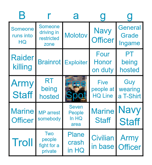 Bragg Bingo Card