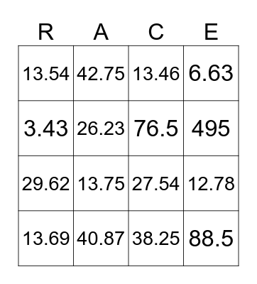 Mario Cart Bingo Card