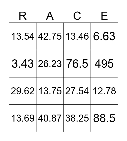 Mario Cart Bingo Card