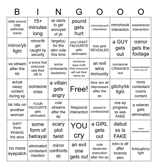lemon’s C2BC 13 bingo!! ^0^ Bingo Card