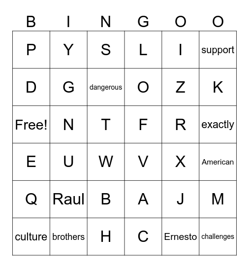 Far Away Brothers Bingo Card