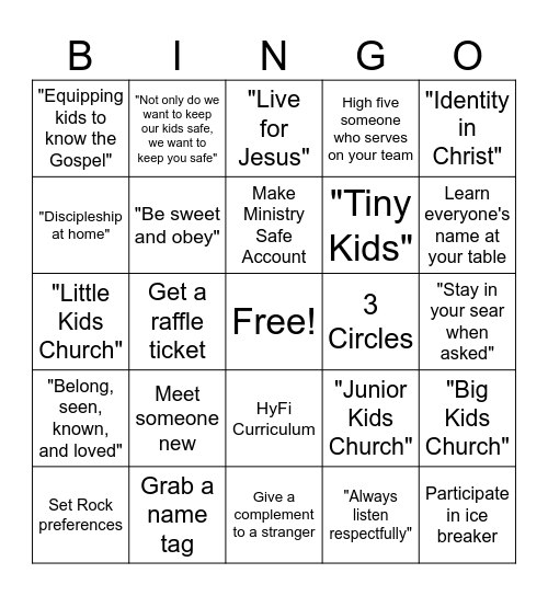 Volunteer Bananza Bingo Card