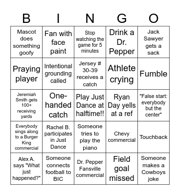 College Championship 2025 Bingo Card