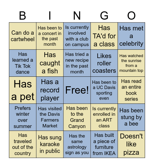 HUMAN BINGO Card