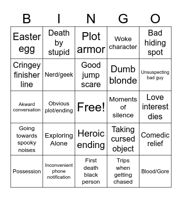 Horror Bingo Card