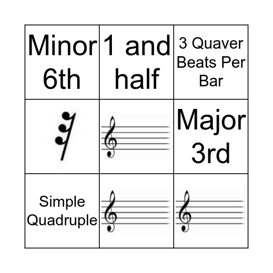 Grade 3 Theory (Card 3) Bingo Card