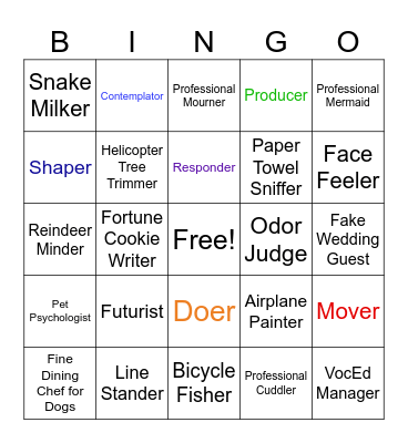 BIZZARE JOBS Bingo Card