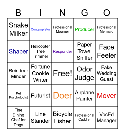 BIZZARE JOBS Bingo Card