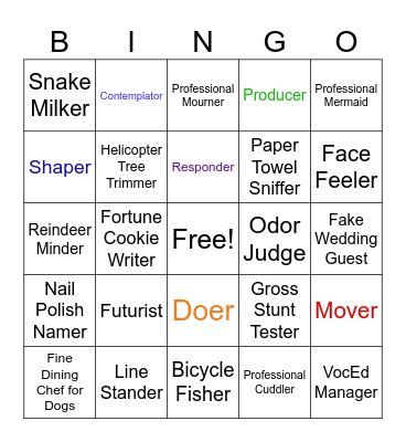 BIZZARE JOBS Bingo Card