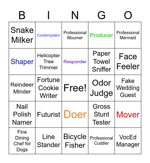 BIZZARE JOBS Bingo Card