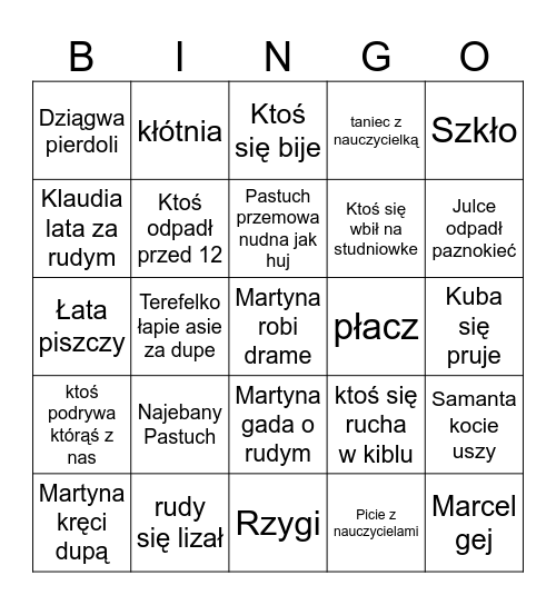 Studniówka Bingo Card