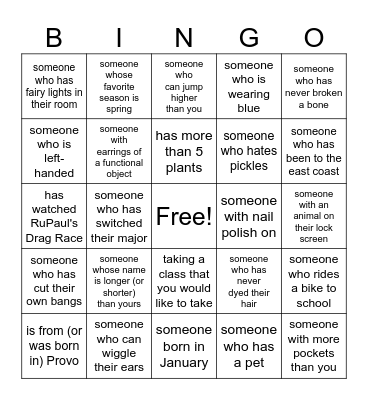 USGA Get To Know You Bingo Card