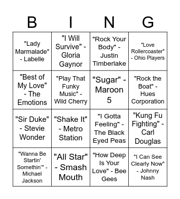 SINGO Bingo Card