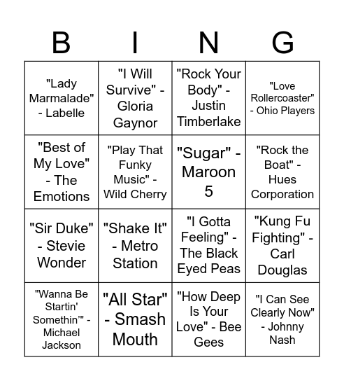 SINGO Bingo Card