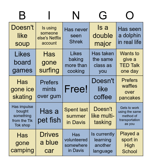 HUMAN BINGO Card