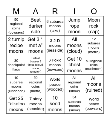 SMO Bingo Card Bingo Card