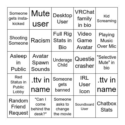 CuddleBudz Lobby Bingo Card