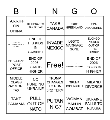 MAGA Sucks Bingo Card