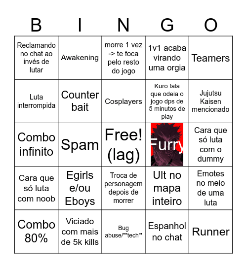 (PT-BR) Roblox Battlegrounds Bingo Card